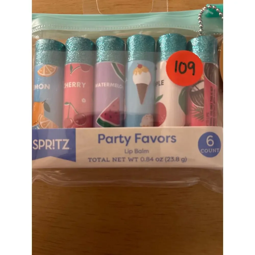 #109 New Spritz Party Favors Flavored Lip Balm Party Pack with Pouch